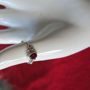 925 Sterling Silver Garnet Ring~Sz 9